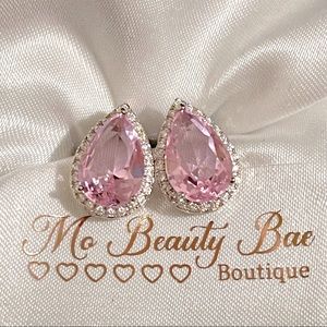 Pink Tear Drop Stud Earrings